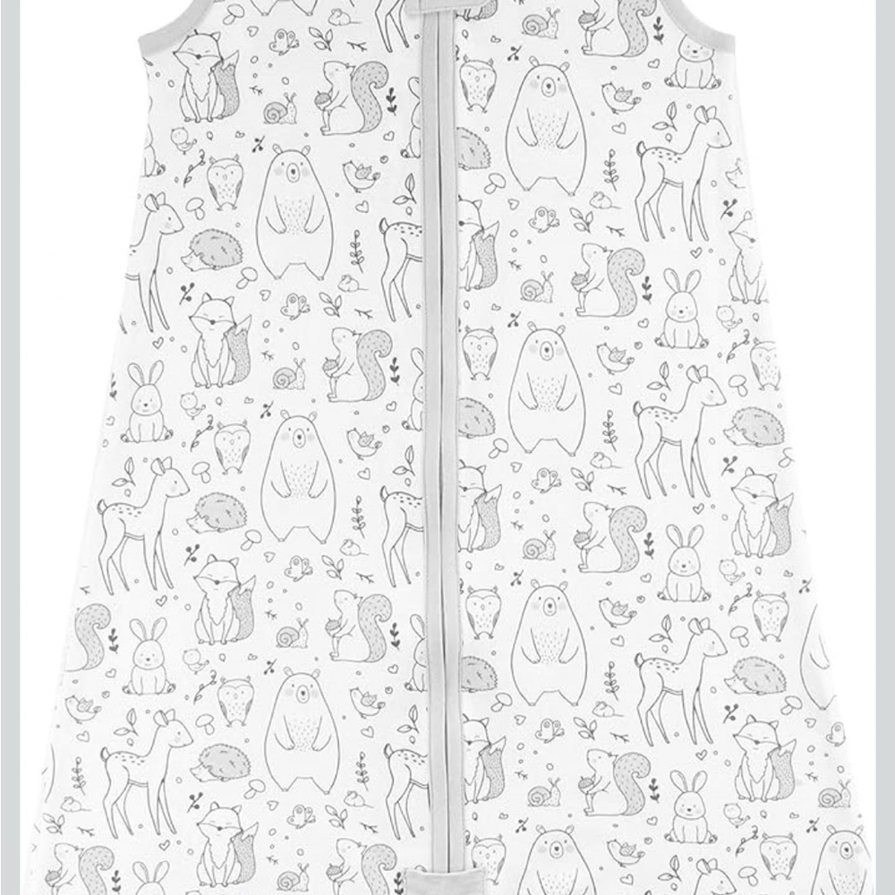 White Woodland Animals Sleep Sack for Kids - Cozy Sleeper - 24-48 months